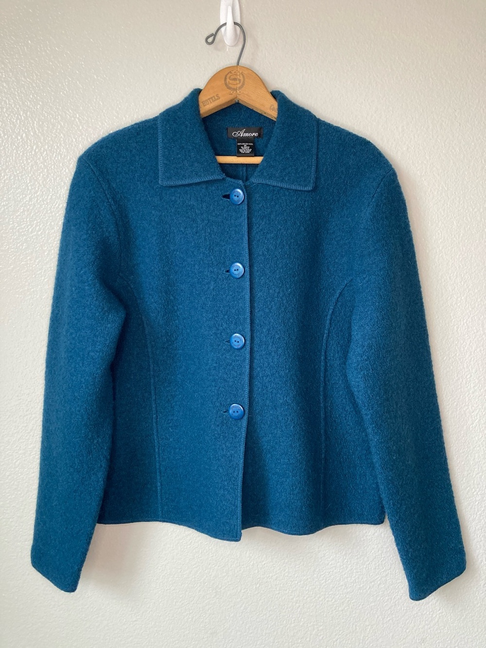 Amore Boiled Wool jacket Blazer Dark Teal sz M